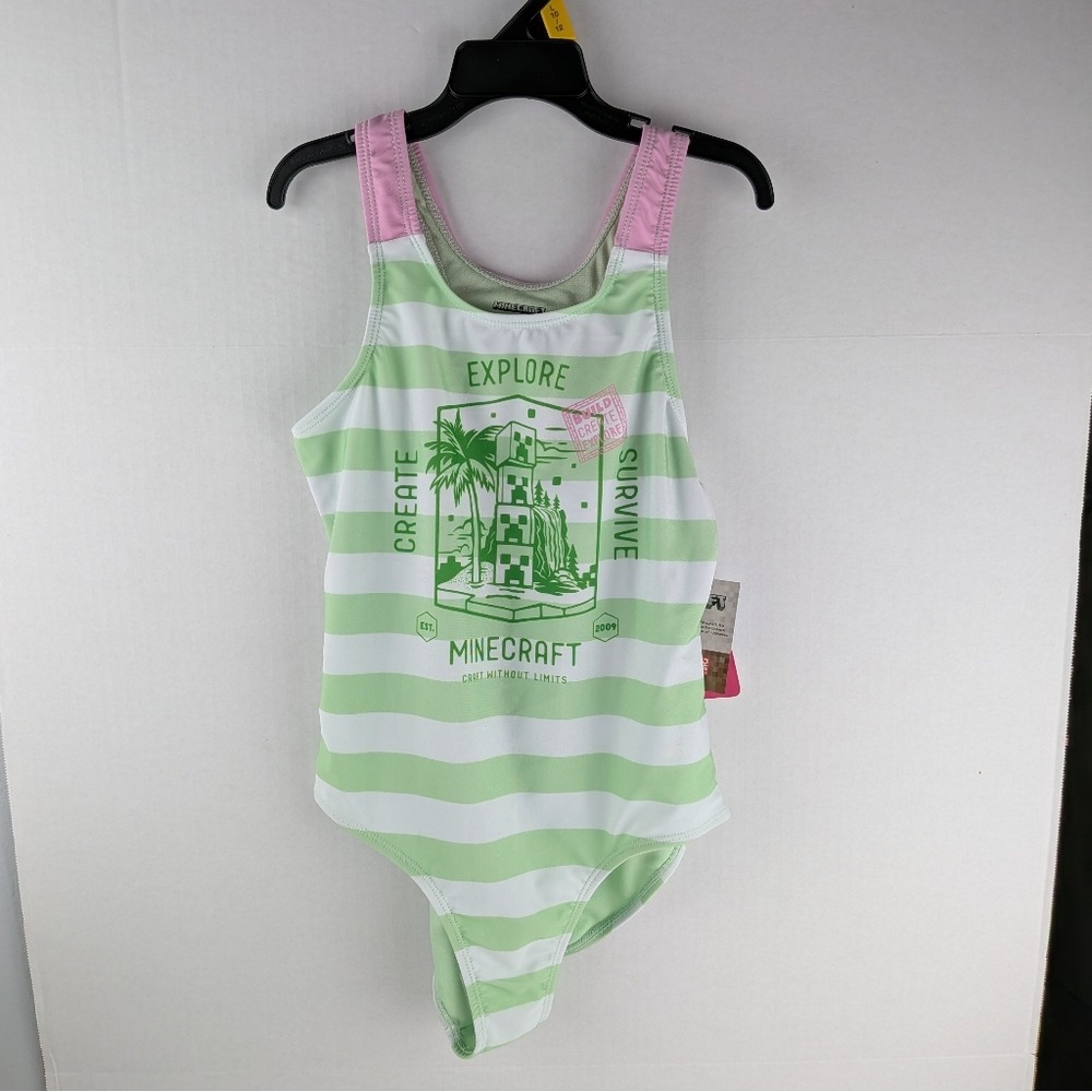 Minecraft Girls  Swim‎ One Piece - Green and Pink